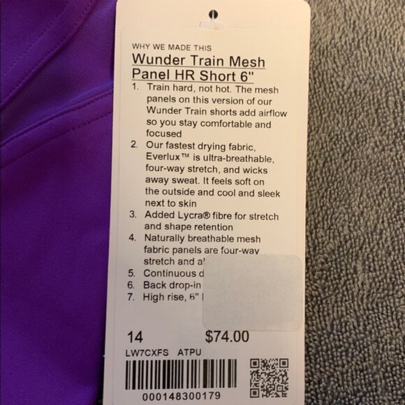 lululemon athletica Vibrant Purple Athletic Shorts, Size 14, NWT - Picture 3 of 7